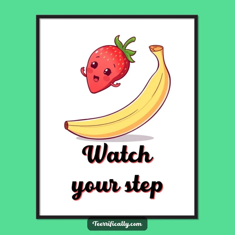 Funny Strawberry Balance Poster: Add Hilarious Chaos to Your Walls!