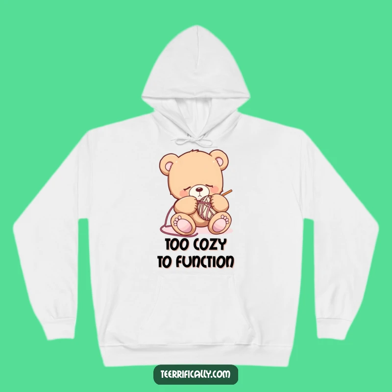 Comfy Funny Sleepy Bear Knitting Hoodie: Snuggle Up with Adorable Crafting Comedy