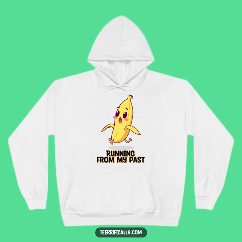 Cozy Funny Banana Running from Peel Hoodie - Warm & Humorous Comfort
