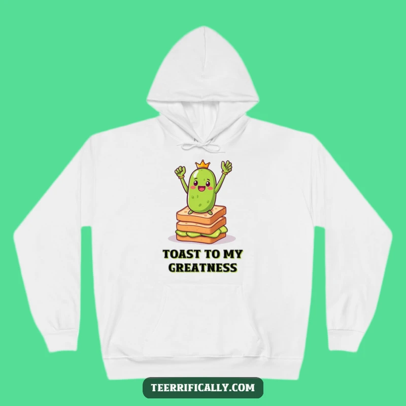 Cozy Funny Pickle Toast Hero Hoodie: Warm Up with Bold Brunch Humor