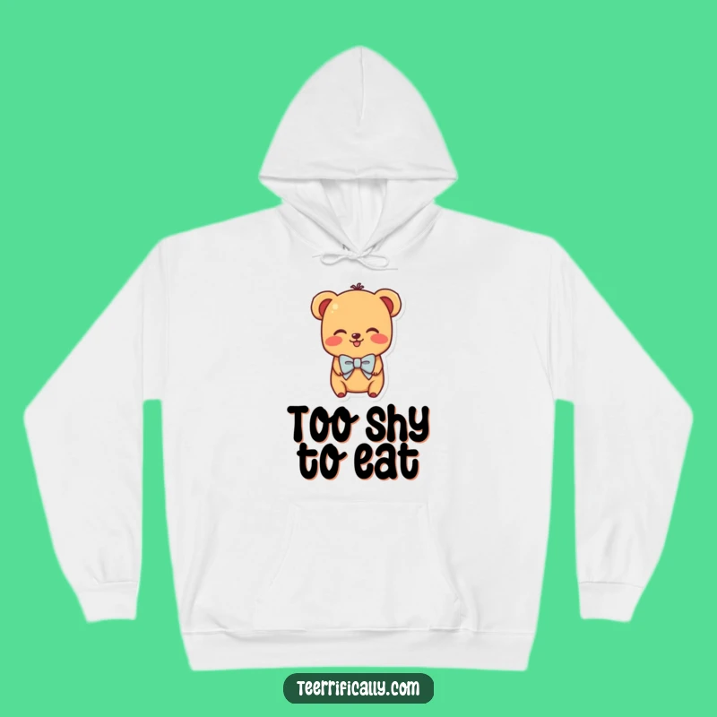 Funny Shy Hot Dog Hoodie - Cozy Adorable Character with Bowtie Blushing, Gift Idea