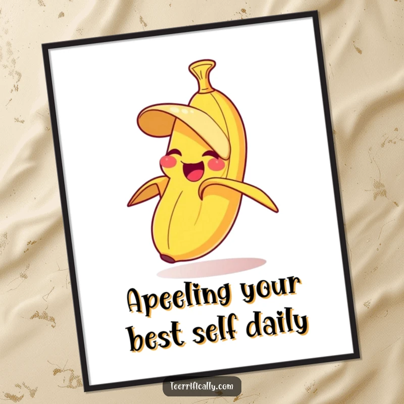 Funny Free Printable Wall Art: A giggling banana humorously peels itself in a playful flourish, adding quirky charm to any room.