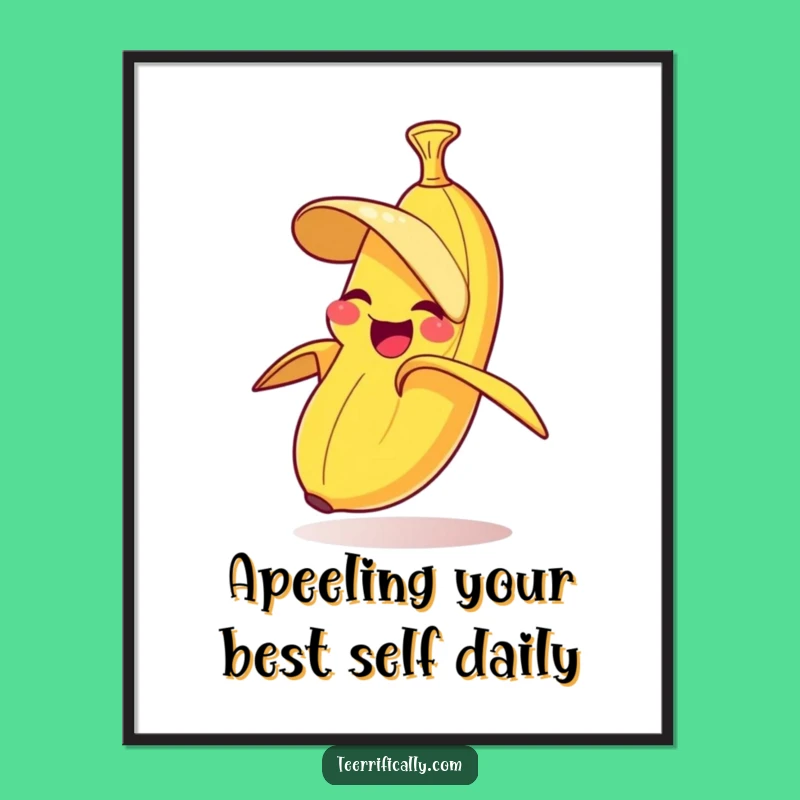 Free Printable Banana Wall Art: Giggling Peeling Banana - Funny Decor