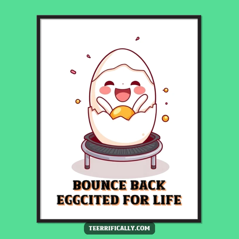 Funny Free Printable Egg Art: Joyful Cracked Egg Trampoline Wall Art Downloadable