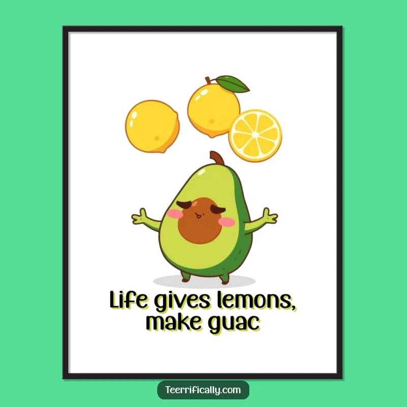 Free Printable Juggling Avocado Art - Funny Determined Downloadable Decor