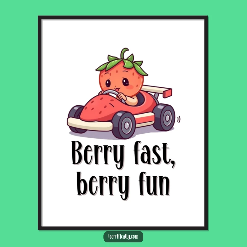 Free Printable Wall Art: Funny Strawberry Racer for Quirky Home Decor
