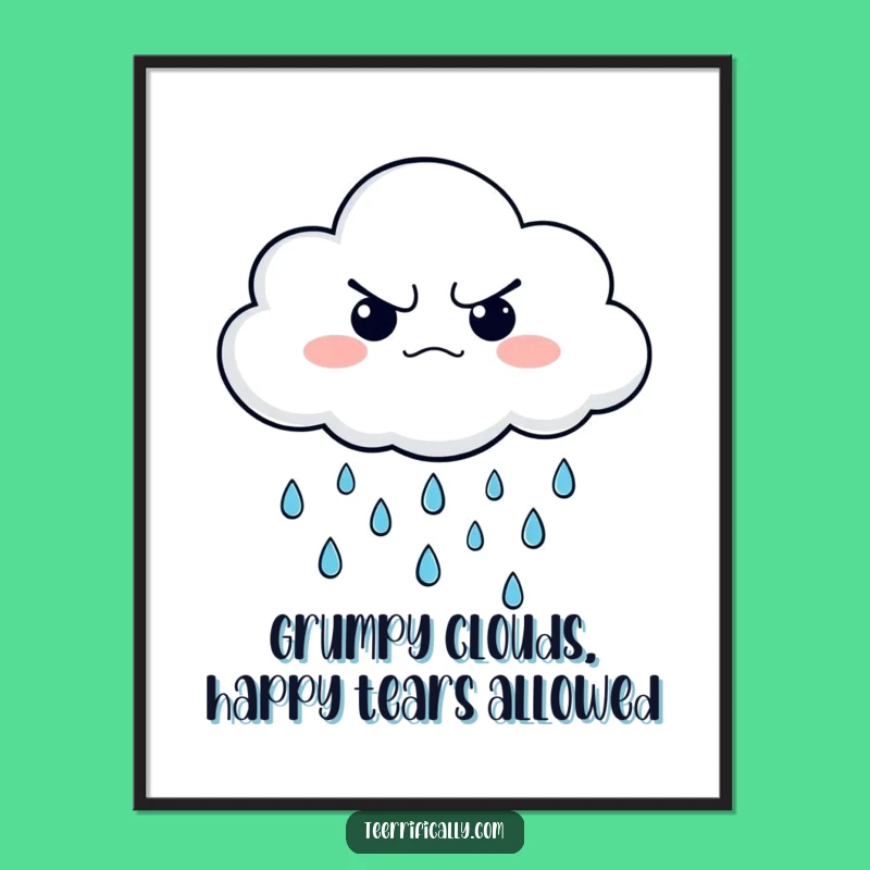 Free Printable Wall Art: Grumpy Cloud Happy Rain Whimsical Downloadable Decor