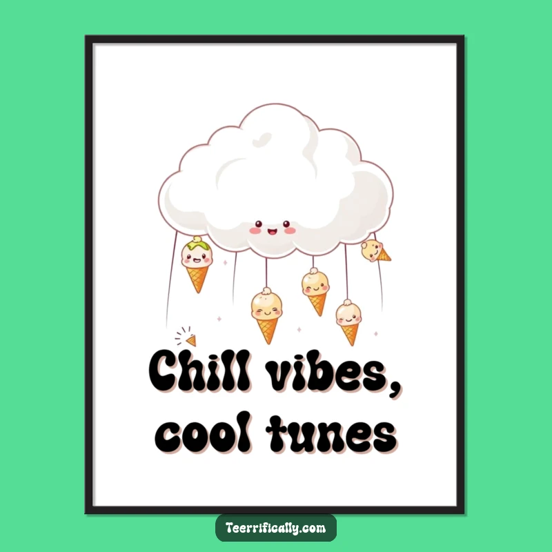 Funny Free Printable Wall Art: Ice Cream Cloud Dreamy Downloadable Decor