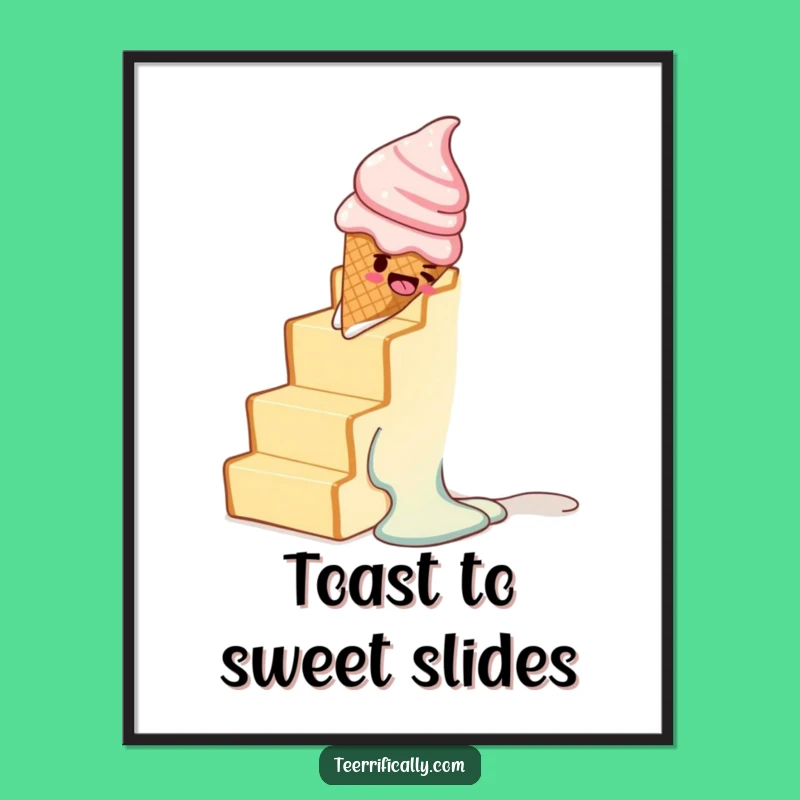 Funny Free Printable Wall Art: Melting Ice Cream Staircase Printable Art for Quirky Decor