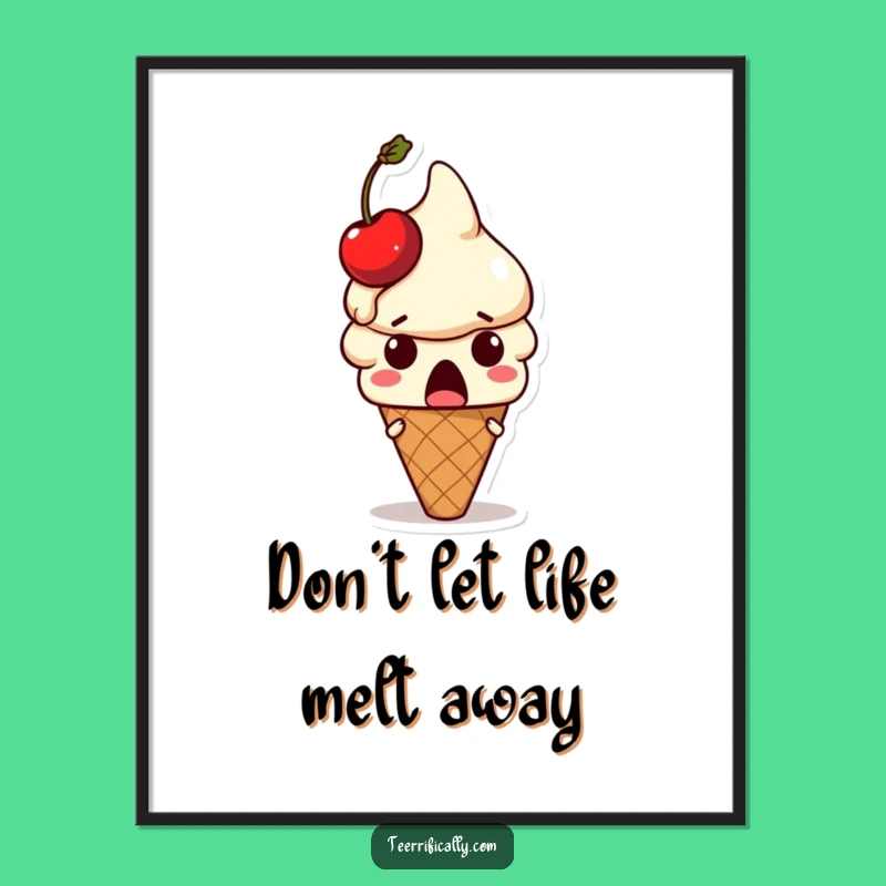 Funny Free Printable Wall Art: Melting Ice Cream Surprise Downloadable Decor