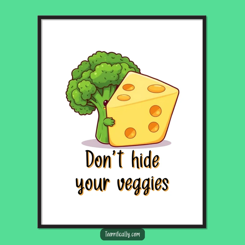 Funny Free Printable Wall Art: Shy Veggie & Cheesy Grin Digital Download Art