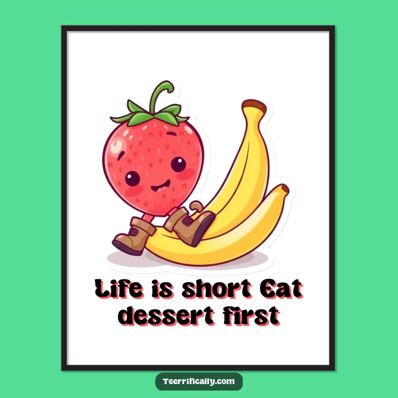 Funny Free Printable Wall Art: Strawberry's Banana Peel Slip - Quirky Downloadable Decor