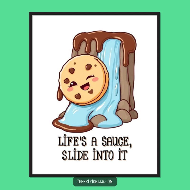 Funny Free Printable Wall Art: Winking Cookie's Chocolate Sauce Waterfall Adventure