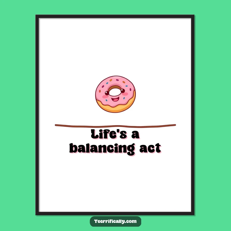 Free Printable Donut Tightrope Art: Funny Downloadable Decor Gift