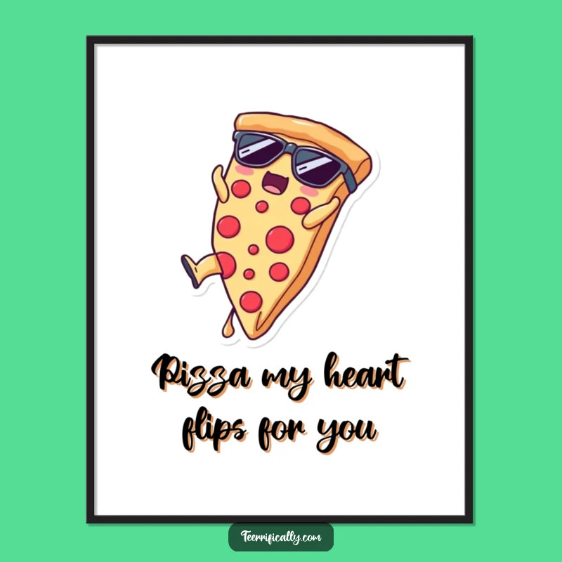 Funny Free Printable Wall Art: Cool Pizza Somersault Downloadable Poster