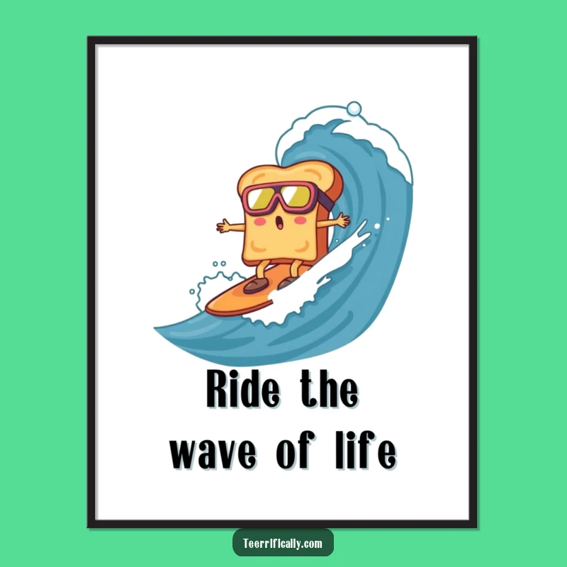 Funny Free Printable Wall Art: Surfing Toast Adventure, Downloadable Gift