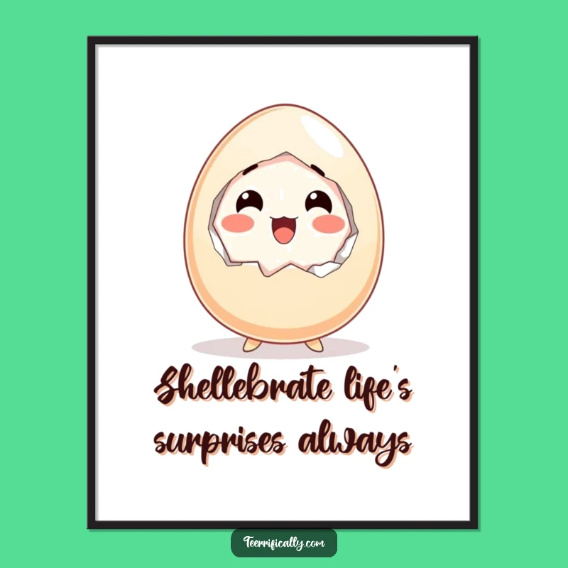 Free Printable Egg Wall Art: Happy Surprise Cracked Egg - Funny Decor