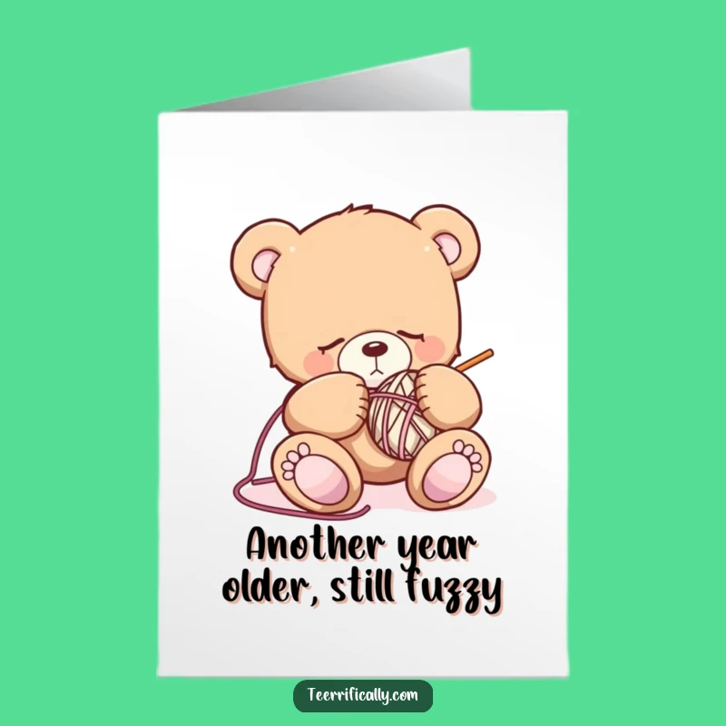 Free Printable Sleepy Bear Knitting Birthday Card: Funny Downloadable Gift