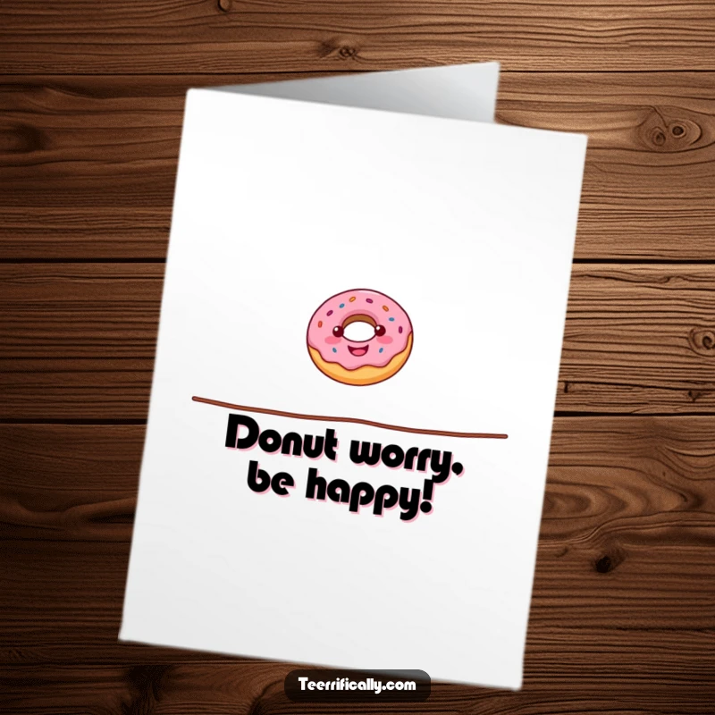 Funny Free Printable Donut Birthday Card: A cheerful donut balancing on a tightrope, celebrating with a smile.