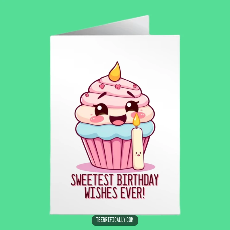 Free Printable Birthday Card: Cupcake Eats Candle, Funny Downloadable Gift