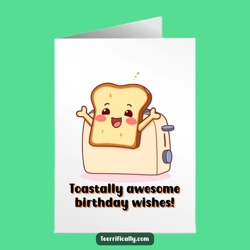 Free Printable Birthday Card: Funny Toast Leaping Joyfully - Downloadable Gift for Laughs