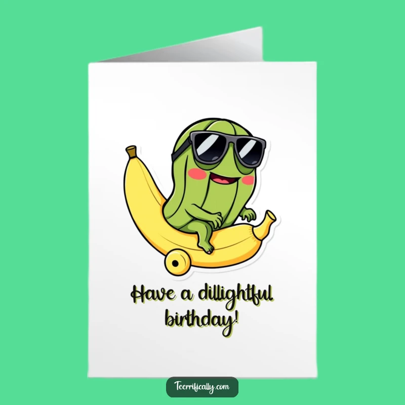 Free Printable Birthday Card: Pickle's Banana Ride, Funny Downloadable Gift