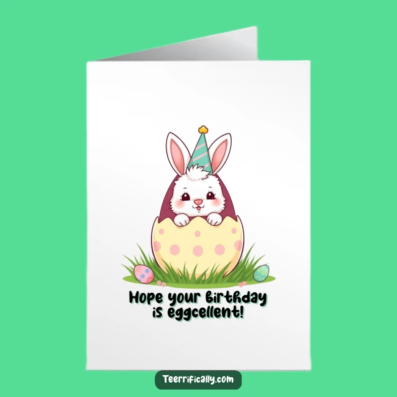 Free Printable Funny Bunny Birthday Card: Egg Surprise, Humorous Downloadable Gift