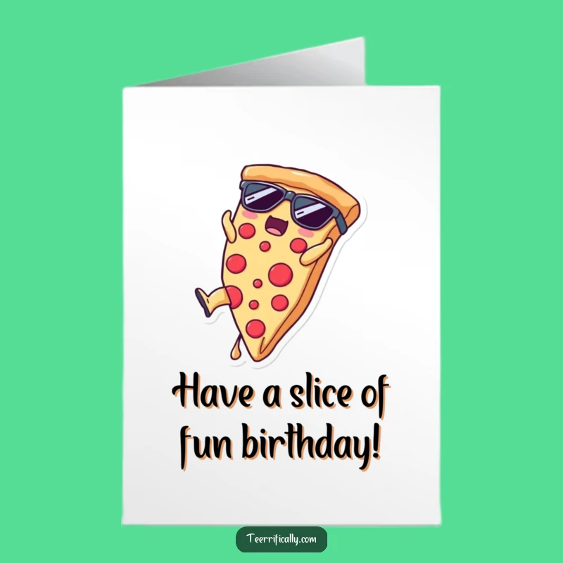 Pizza Free Printable Birthday Card: Cool Slice Somersault Downloadable Gift