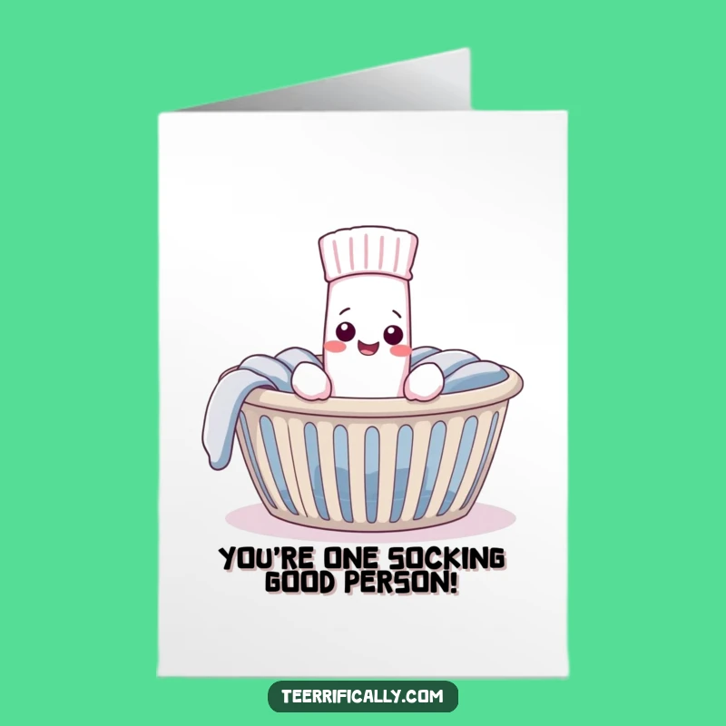Funny Free Printable Birthday Card: Sock Reunited with Mate in Laundry Basket
