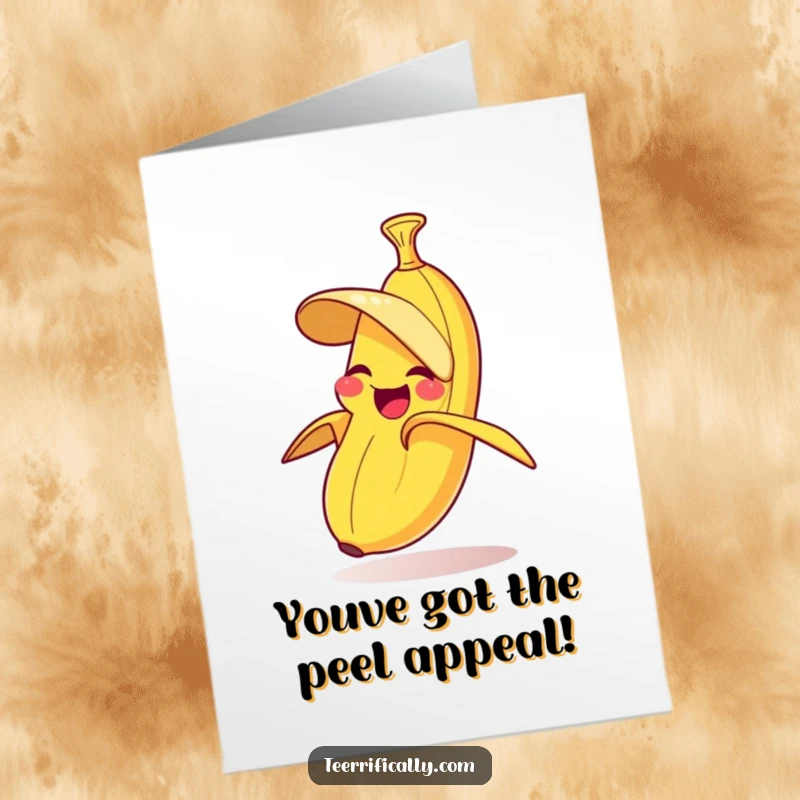 Funny Free Printable Congratulations Card: A giggling banana humorously sheds its peel, celebrating achievements with playful flair.