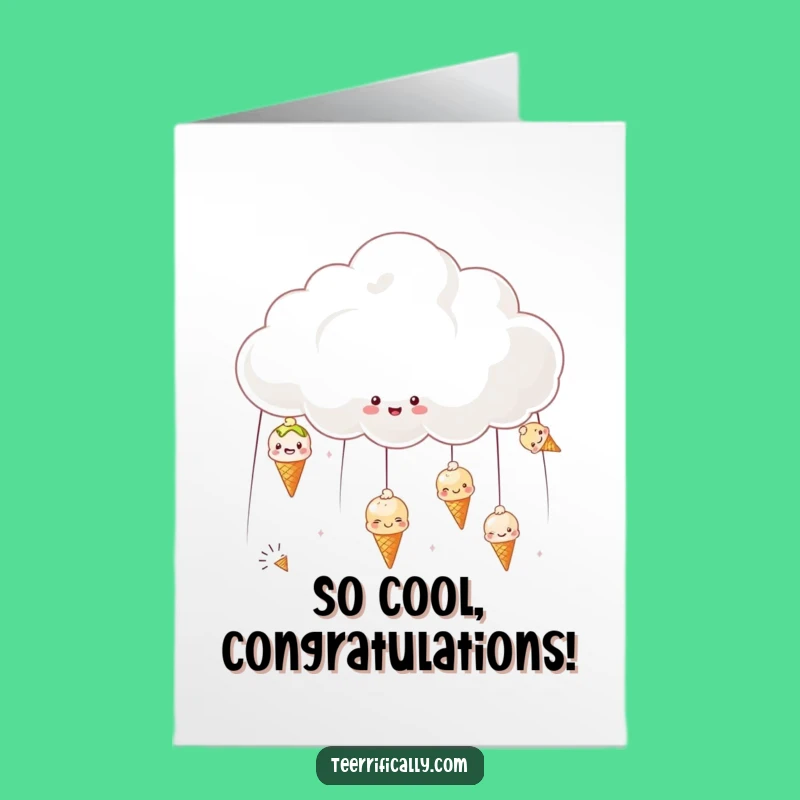Free Printable Congrats Card: Ice Cream Cloud Celebration Downloadable Gift