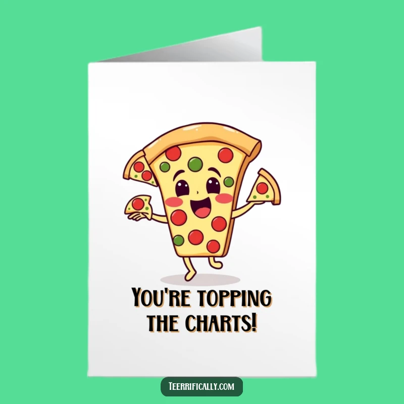 Free Printable Congrats Card: Pizza Pep Juggling Surprise Downloadable