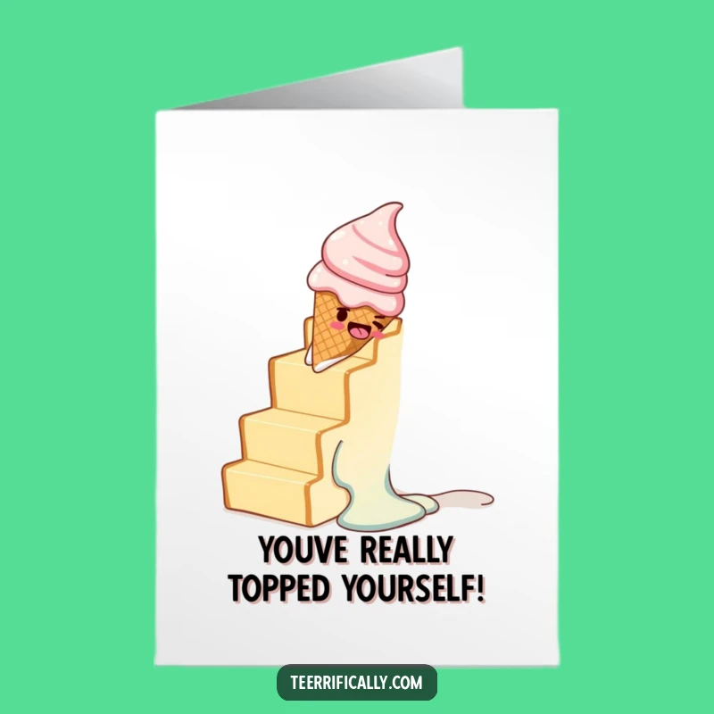 Free Printable Congrats Card: Sliding Ice Cream Cone Humor for Any Achievement