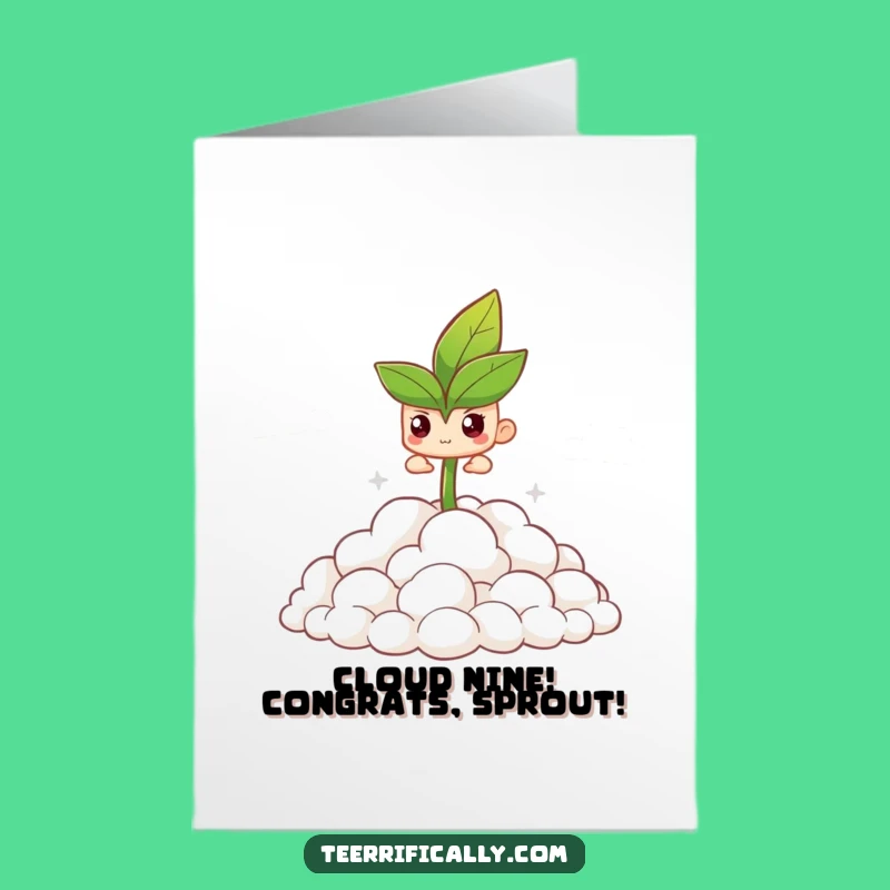 Free Printable Congrats Card: Sprout Through Clouds, Triumphant Downloadable Success