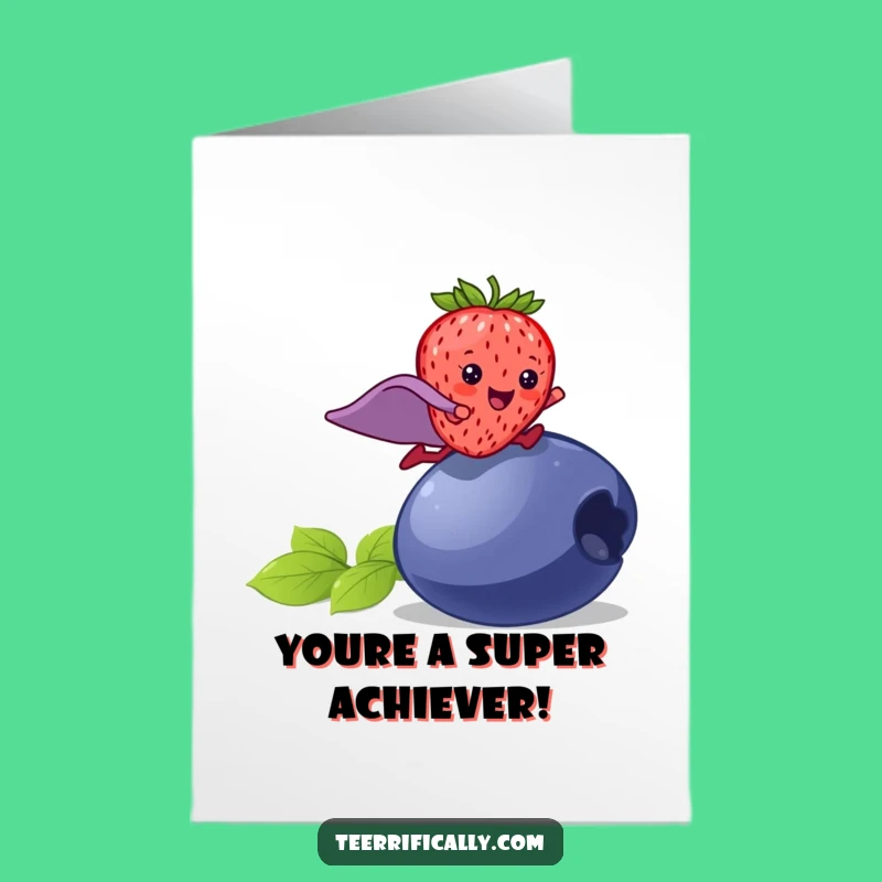 Free Printable Congrats Card: Superhero Strawberry Card, Berry Powerful Achievements Celebrated