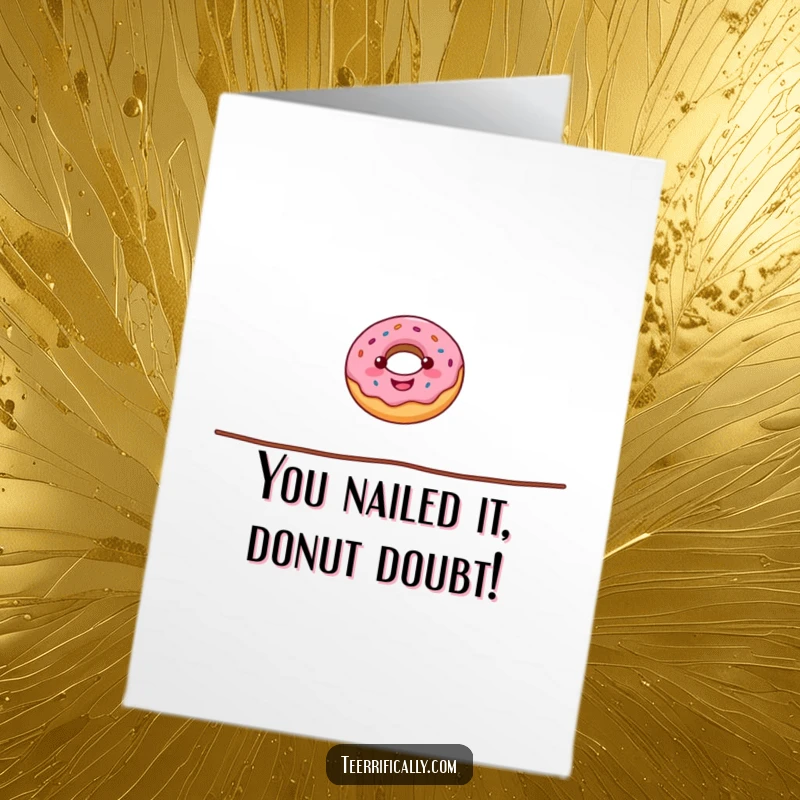 Funny Free Printable Donut Congratulations Card: A donut masterfully balancing on a tightrope, celebrating success.