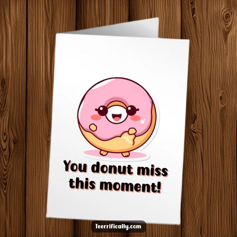 Free Printable Congratulations Card: A proud, giggling donut with a bite taken out, celebrating an achievement.