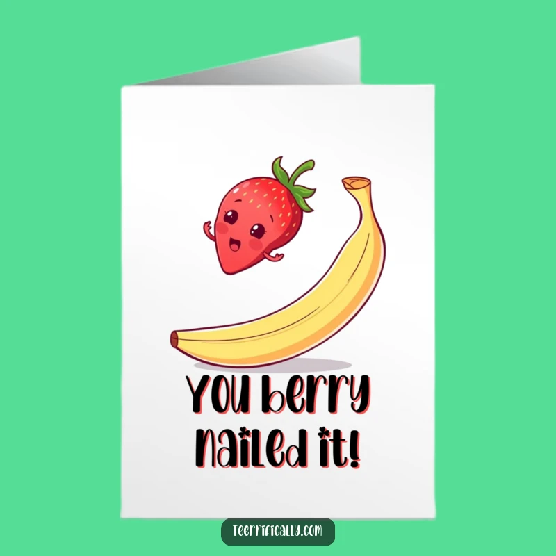 Free Printable Strawberry Congrats Card: Funny Downloadable Gift for a Surprising Win!
