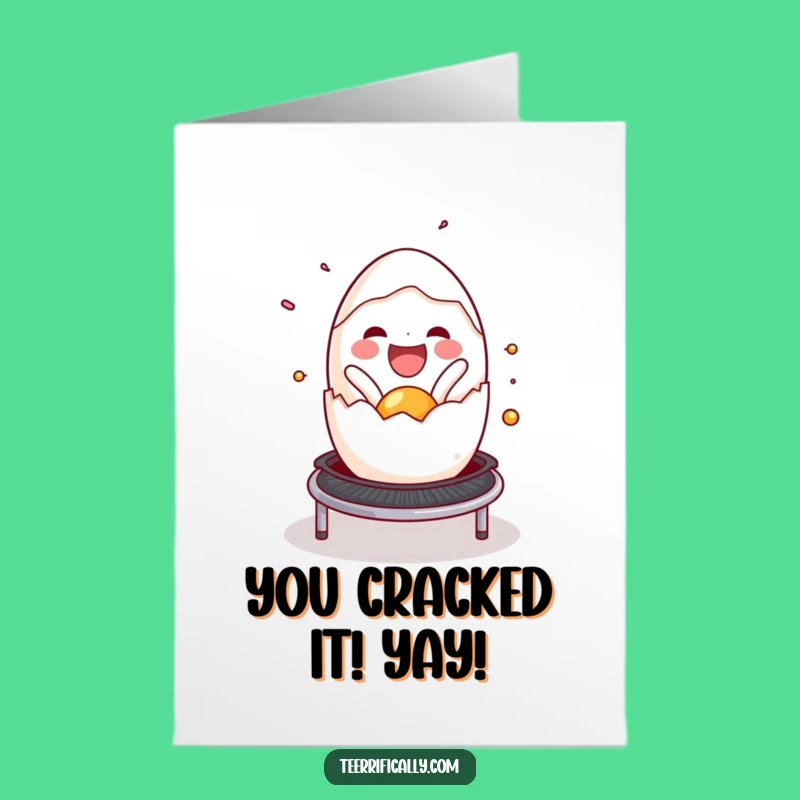 Free Printable Egg-cellent Congrats Card: Joyful Cracked Egg Downloadable Gift