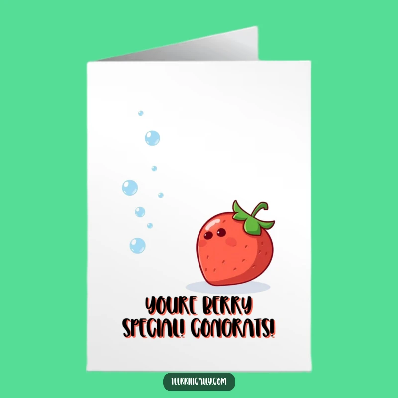 Free Printable Congrats Card: Juggling Strawberry, Sparkling Downloadable Success
