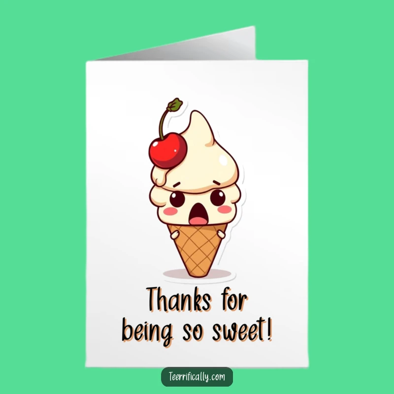 Free Printable Thank You Card: Funny Ice Cream Melt Gratitude Downloadable