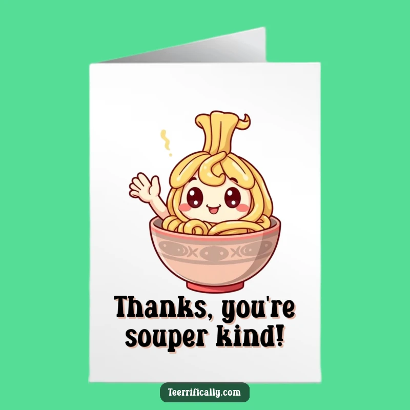 Free Printable Thank You Card: Happy Noodle Wave, A Funny, Warm Downloadable Gift!