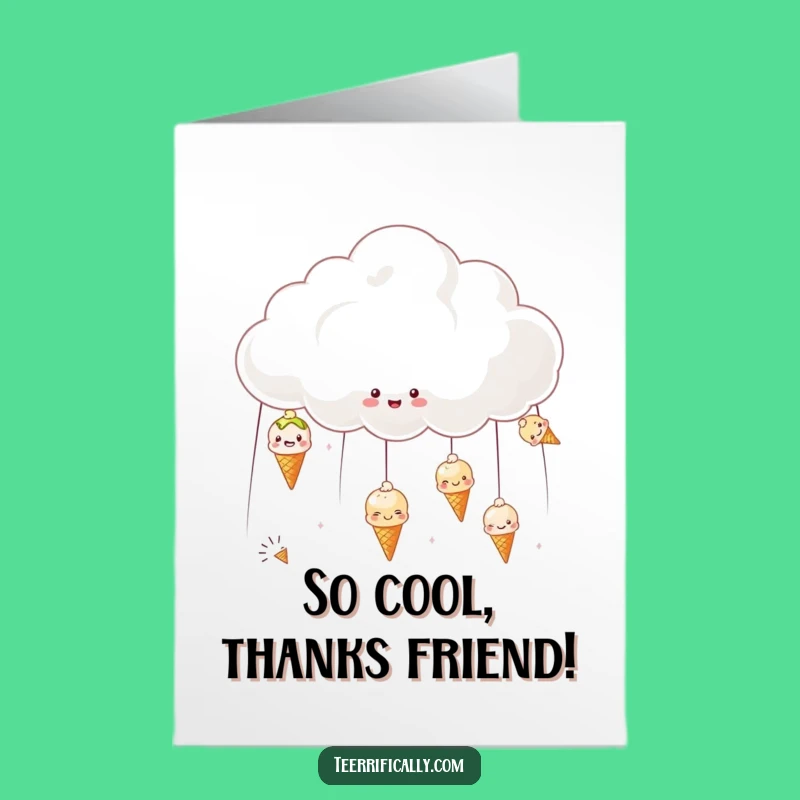 Free Printable Thank You Card: Ice Cream Cloud Gratitude Downloadable Gift