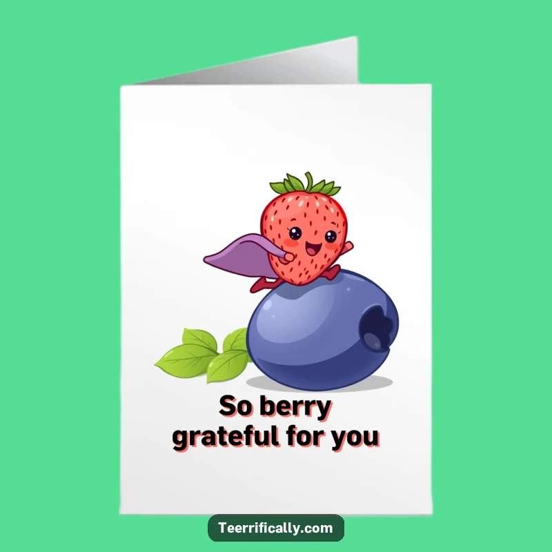 Free Printable Thank You Card: Superhero Strawberry Card, Leaping to Say Thanks