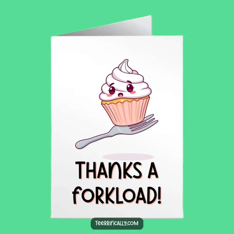 Free Printable Thank You Card: Surprised Cupcake Balancing Act Downloadable Gift