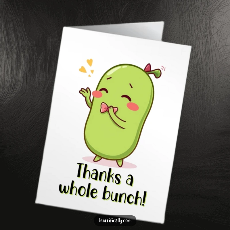 Funny Free Printable Pickle Thank You Card: A sentient pickle bows dramatically, expressing thanks with downloadable comedy.