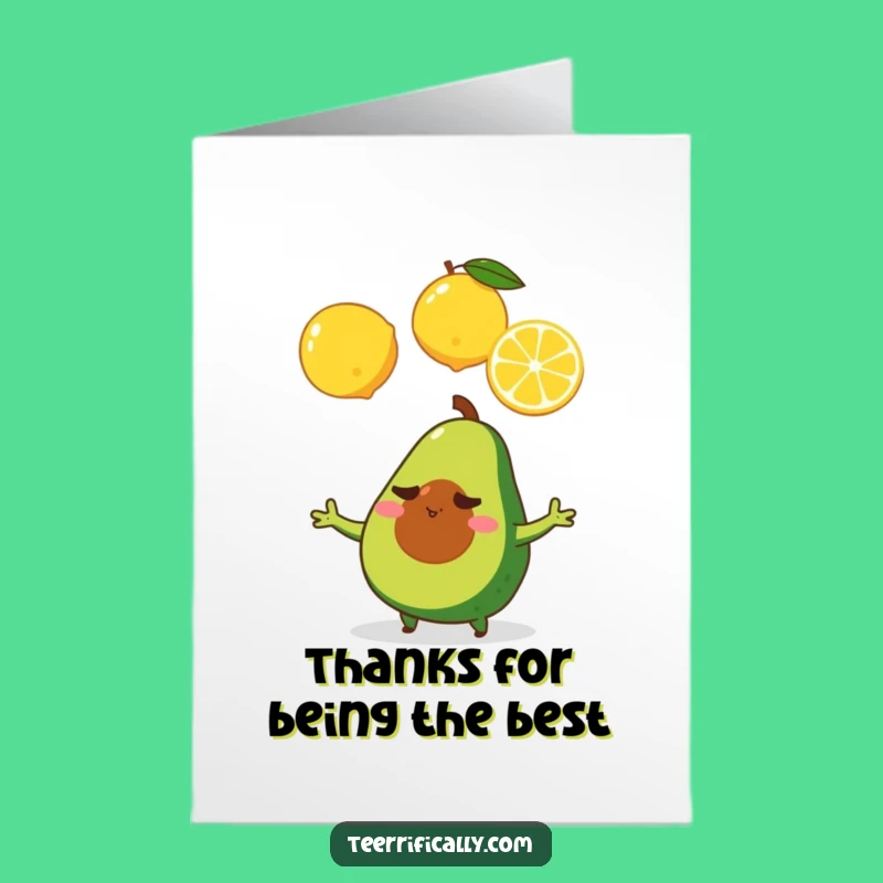 Free Printable Juggling Avocado Thank You Card - Grateful Guac