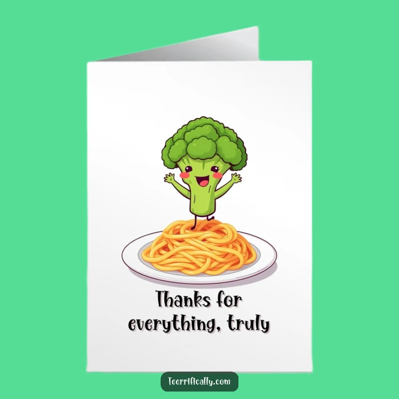 Hilarious Free Printable Thank You Card: Broccoli Spaghetti Dance for Your Thanks