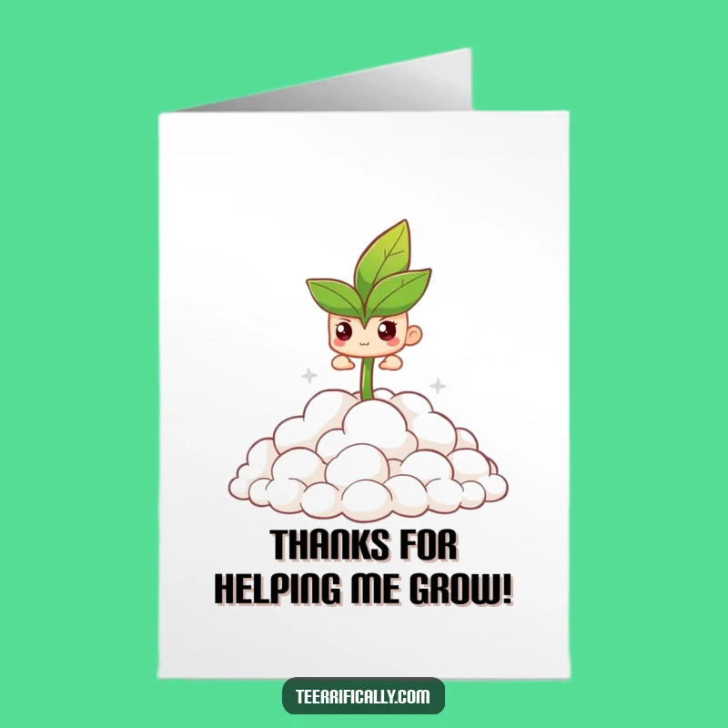 Free Printable Thank You Card: Sprout Through Clouds, Uplifting Downloadable Gratitude