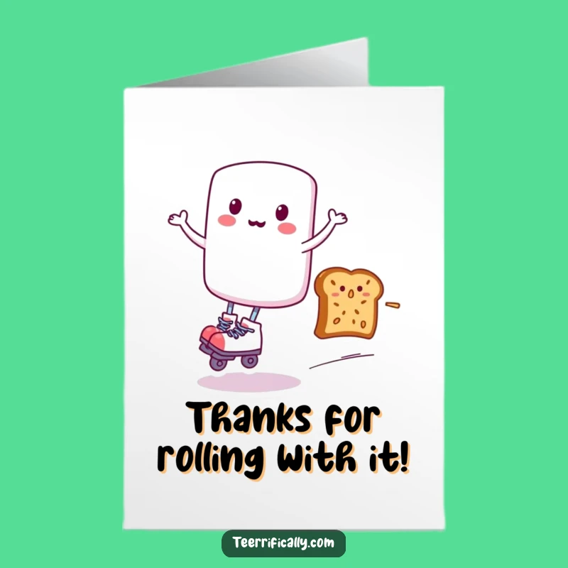 Free Printable Thank You Card: Marshmallow Skater, Humorous Downloadable Appreciation Gift